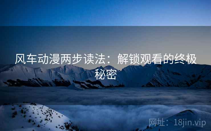 风车动漫两步读法:解锁观看的终极秘密