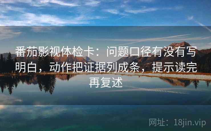 番茄影视体检卡：问题口径有没有写明白，动作把证据列成条，提示读完再复述